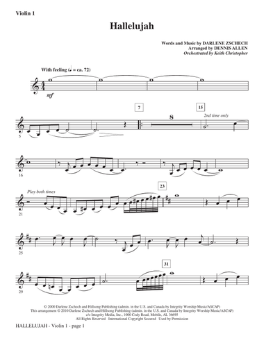Hallelujah (arr. Dennis Allen) - Violin 1