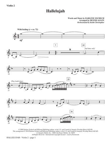 Hallelujah (arr. Dennis Allen) - Violin 2