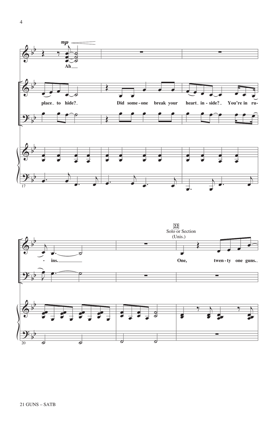 21 Guns (from Green Day's American Idiot) (arr. Roger Emerson) 4-Part scores gallery preview page 3