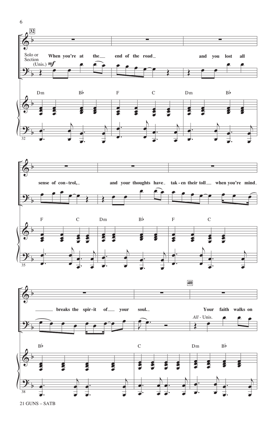21 Guns (from Green Day's American Idiot) (arr. Roger Emerson) 4-Part scores gallery preview page 5