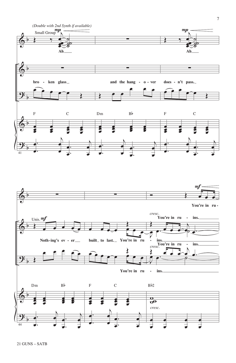 21 Guns (from Green Day's American Idiot) (arr. Roger Emerson) 4-Part scores gallery preview page 6