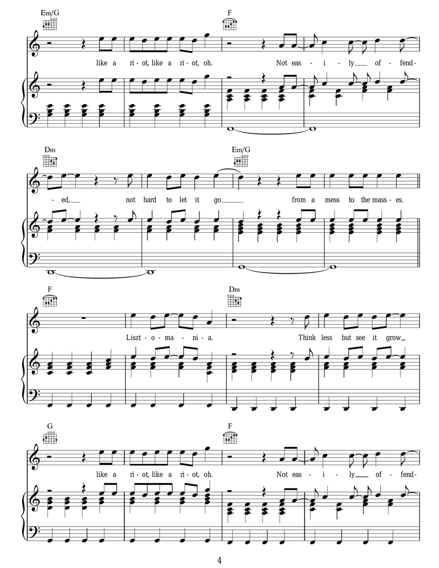 Lisztomania Lisztomania Acoustic Guitar scores gallery preview page 4