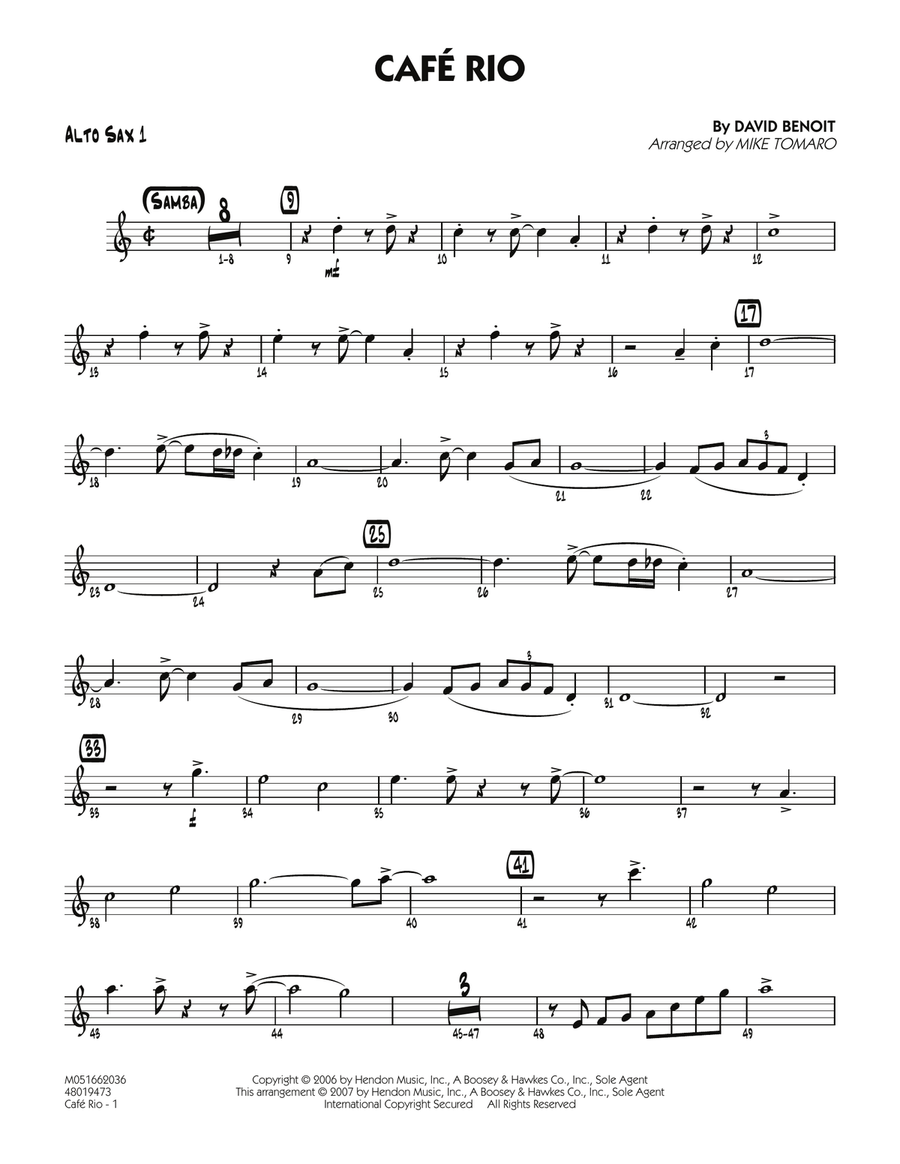 Cafe Rio - Alto Sax 1 Cafe Rio - Alto Sax 1 Jazz Ensemble scores gallery preview page 1