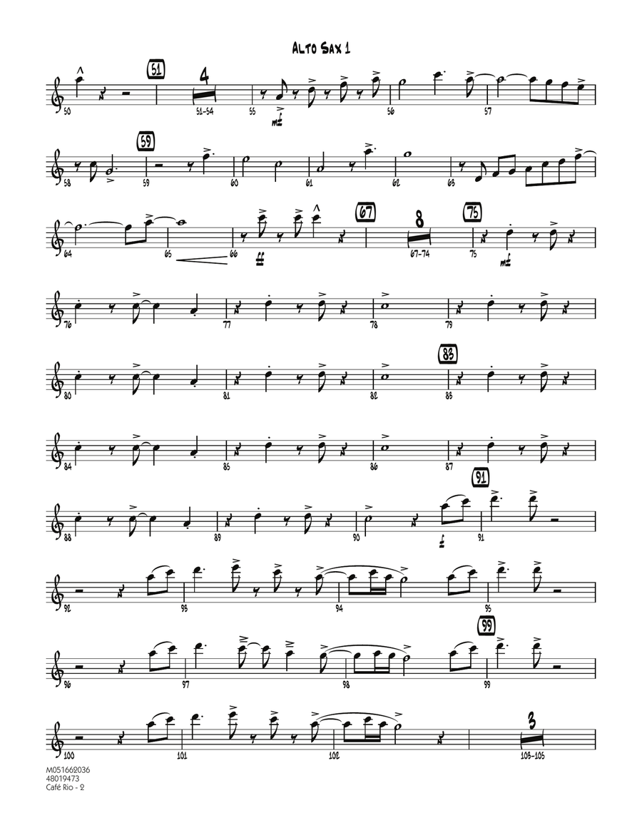 Cafe Rio - Alto Sax 1 Cafe Rio - Alto Sax 1 Jazz Ensemble scores gallery preview page 2