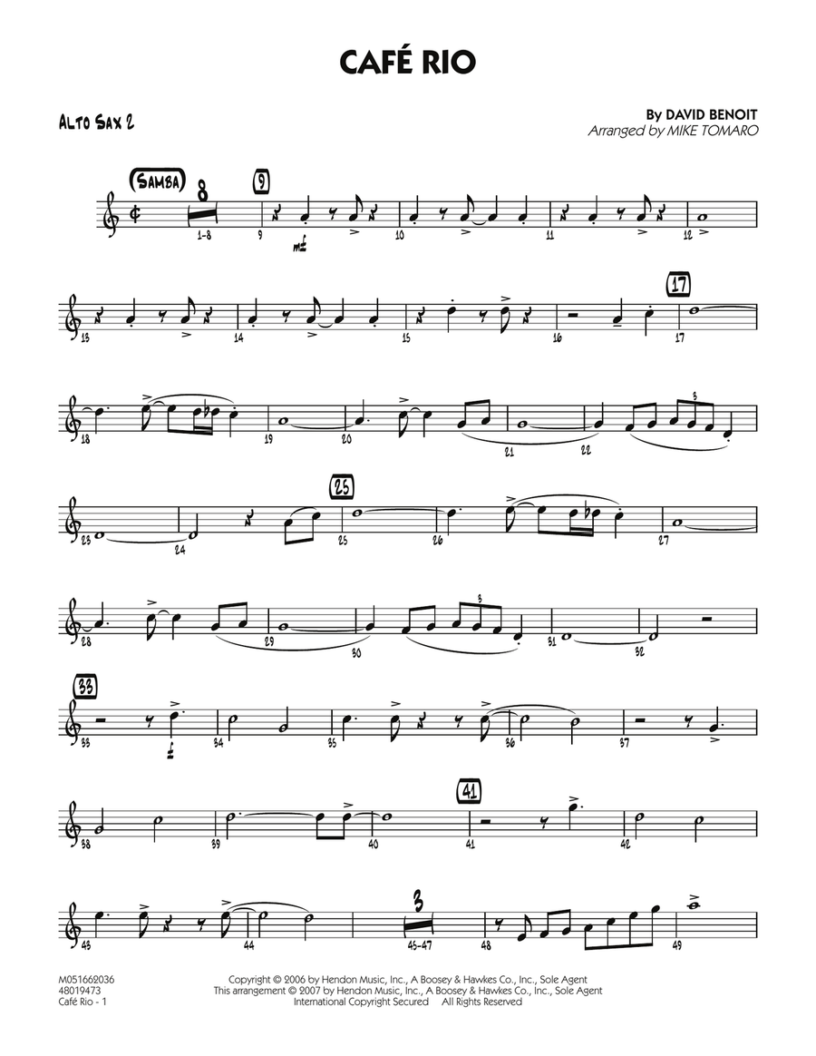 Cafe Rio - Alto Sax 2 Cafe Rio - Alto Sax 2 Jazz Ensemble scores gallery preview page 1