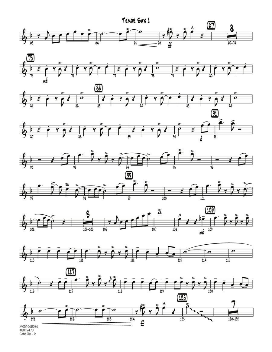 Cafe Rio - Tenor Sax 1 Cafe Rio - Tenor Sax 1 Jazz Ensemble scores gallery preview page 2