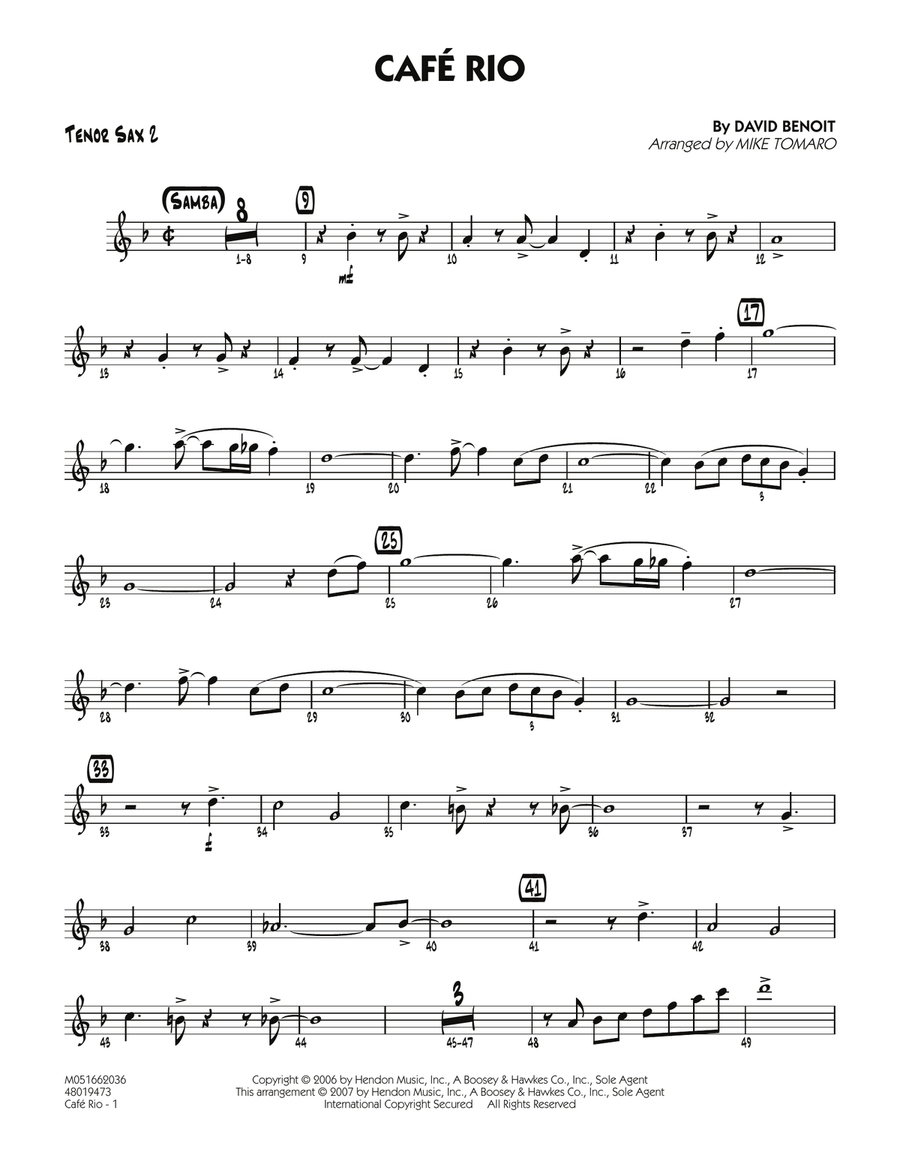 Cafe Rio - Tenor Sax 2 Cafe Rio - Tenor Sax 2 Jazz Ensemble scores gallery preview page 1