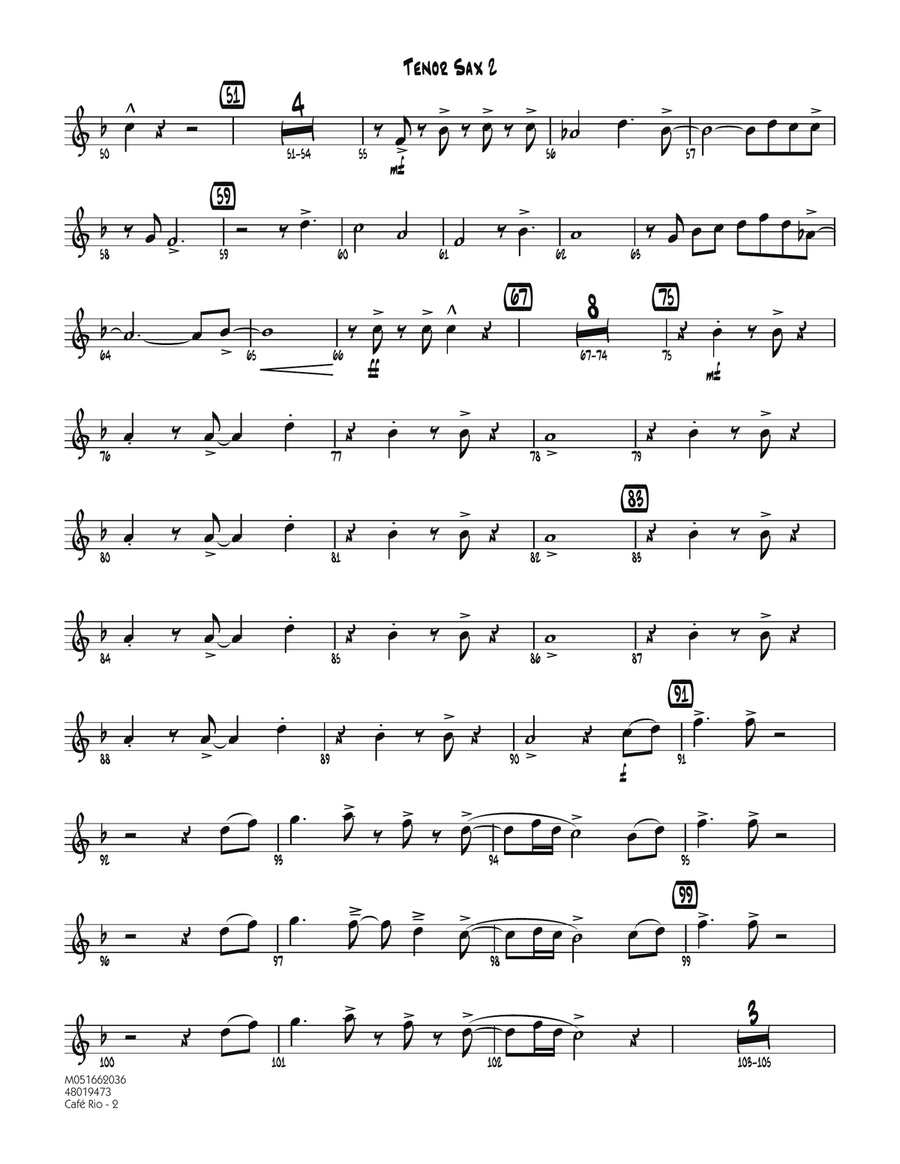 Cafe Rio - Tenor Sax 2 Cafe Rio - Tenor Sax 2 Jazz Ensemble scores gallery preview page 2