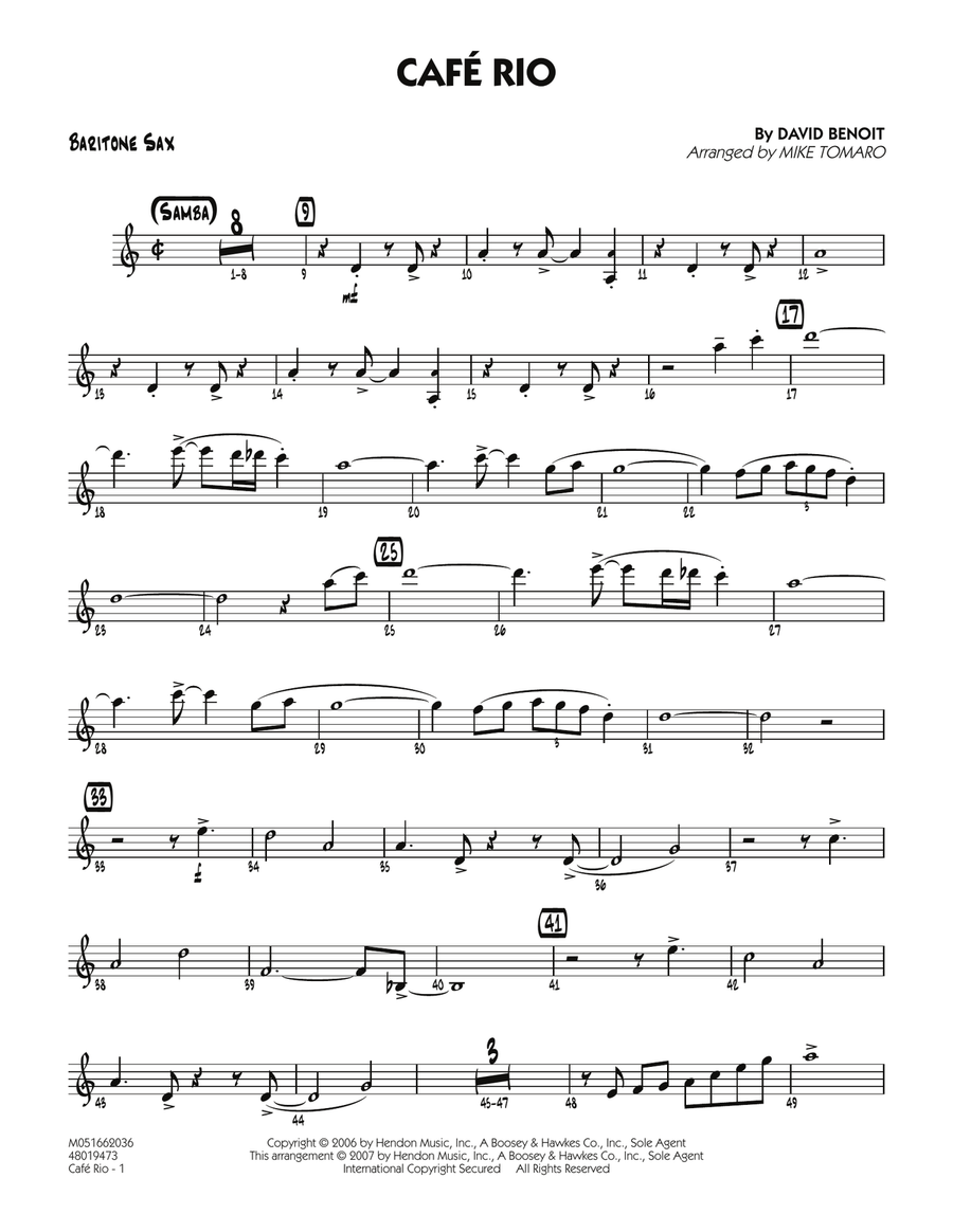 Cafe Rio - Baritone Sax Cafe Rio - Baritone Sax Jazz Ensemble scores gallery preview page 1
