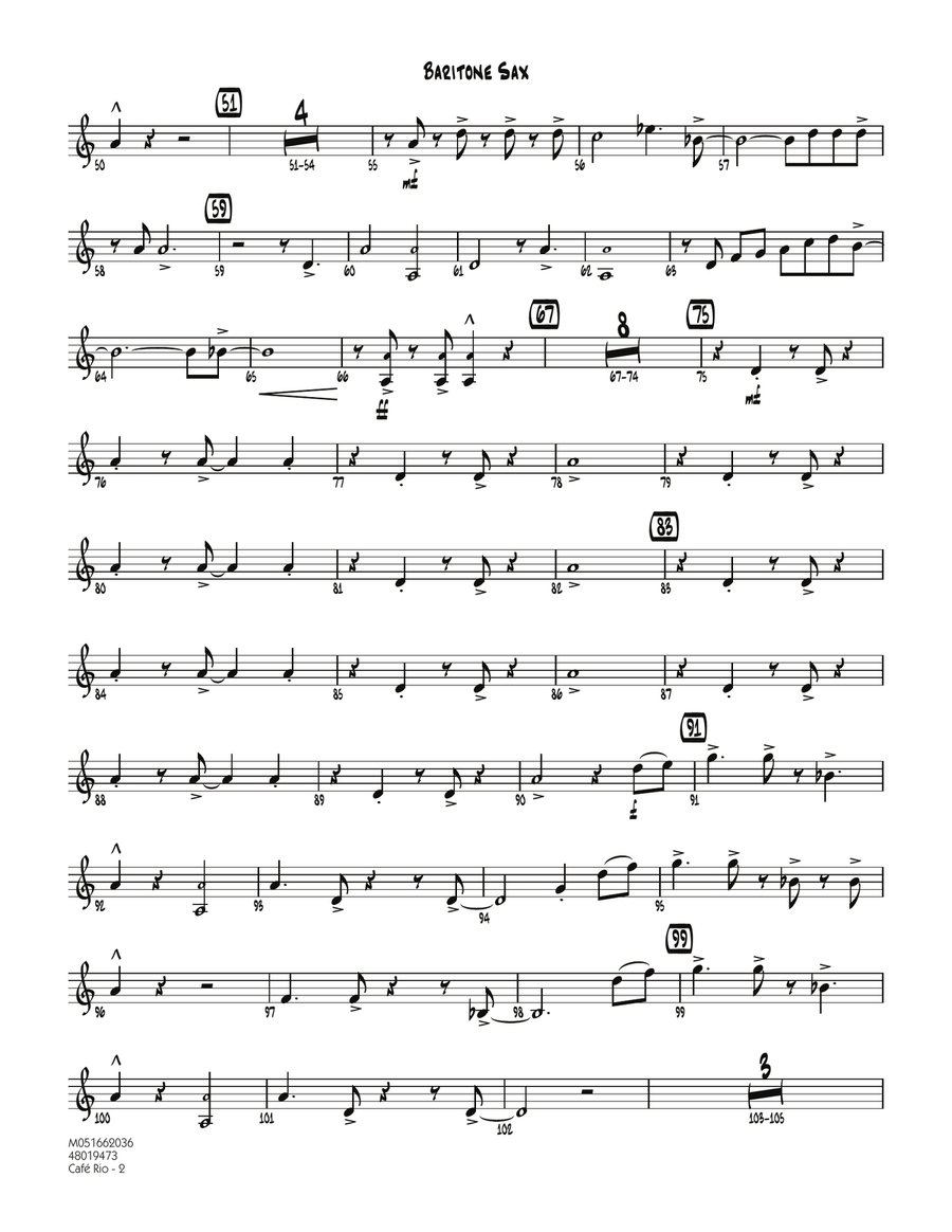 Cafe Rio - Baritone Sax Cafe Rio - Baritone Sax Jazz Ensemble scores gallery preview page 2