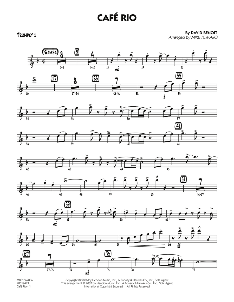 Cafe Rio - Trumpet 1 Cafe Rio - Trumpet 1 Jazz Ensemble scores gallery preview page 1