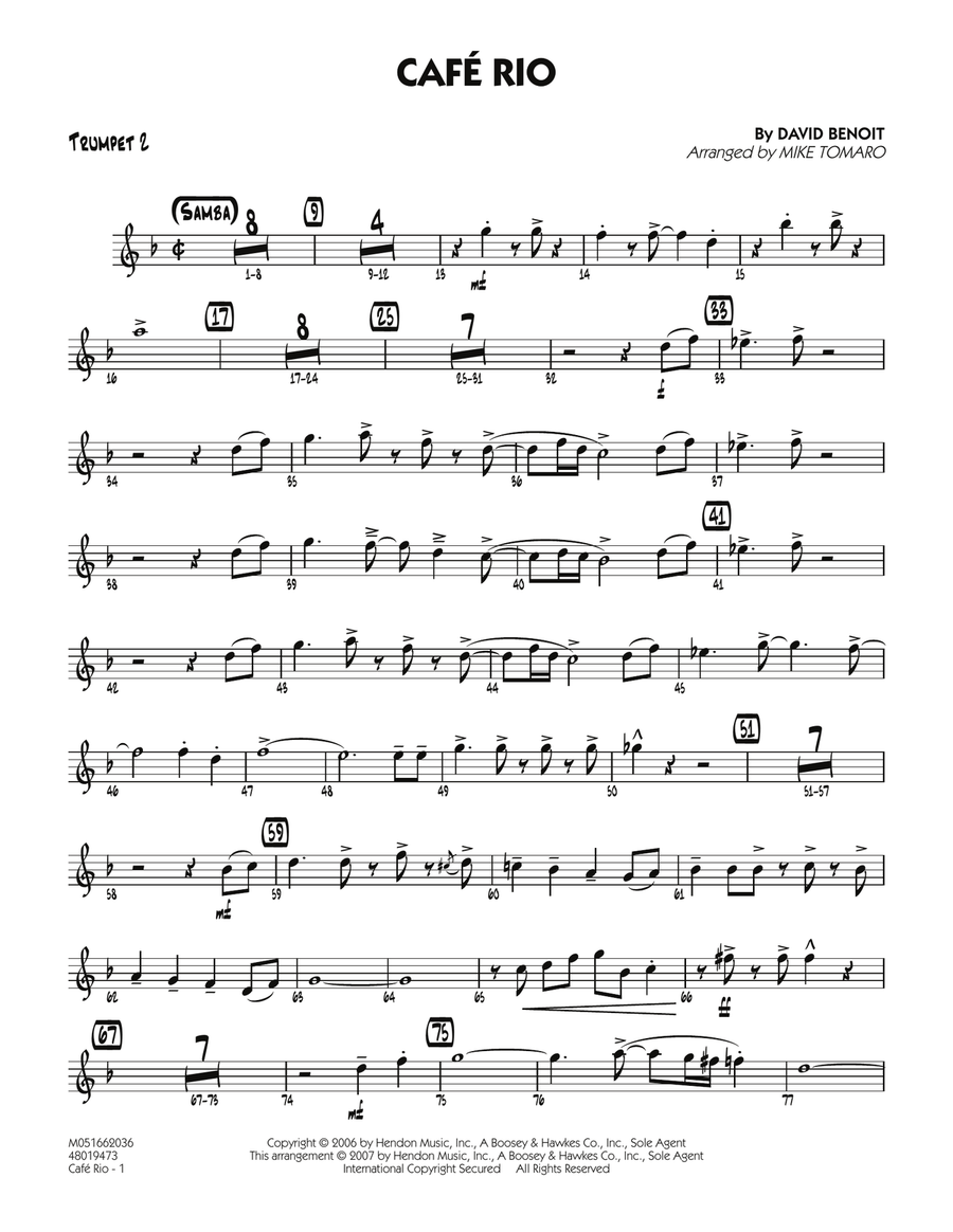 Cafe Rio - Trumpet 2 Cafe Rio - Trumpet 2 Jazz Ensemble scores gallery preview page 1