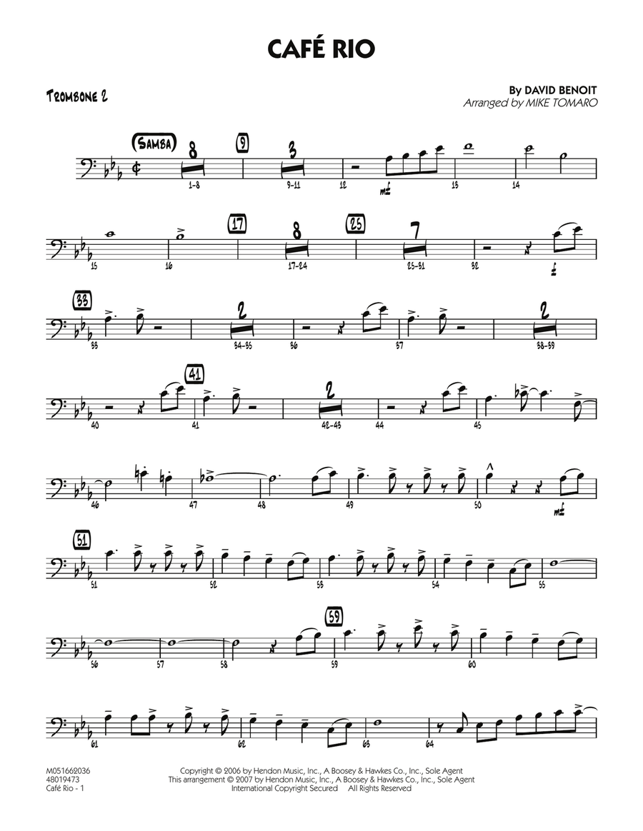 Cafe Rio - Trombone 2 Cafe Rio - Trombone 2 Jazz Ensemble scores gallery preview page 1