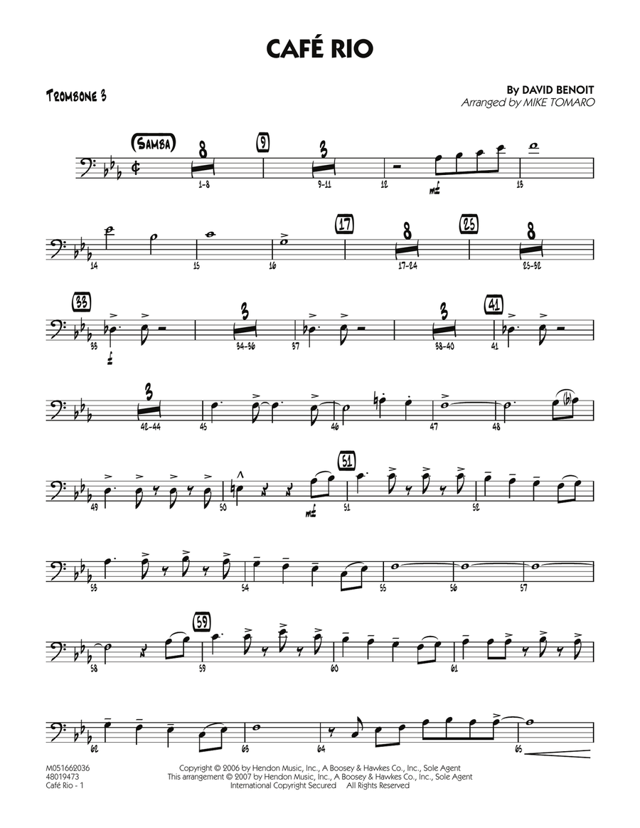 Cafe Rio - Trombone 3 Cafe Rio - Trombone 3 Jazz Ensemble scores gallery preview page 1