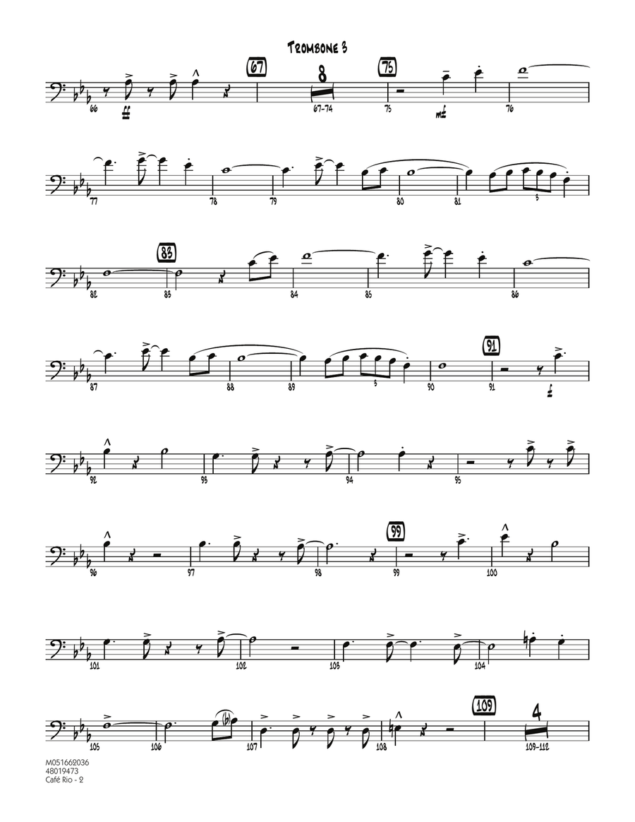 Cafe Rio - Trombone 3 Cafe Rio - Trombone 3 Jazz Ensemble scores gallery preview page 2