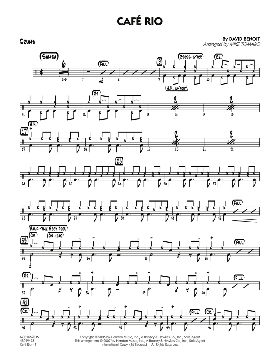 Cafe Rio - Drums Cafe Rio - Drums Jazz Ensemble scores gallery preview page 1