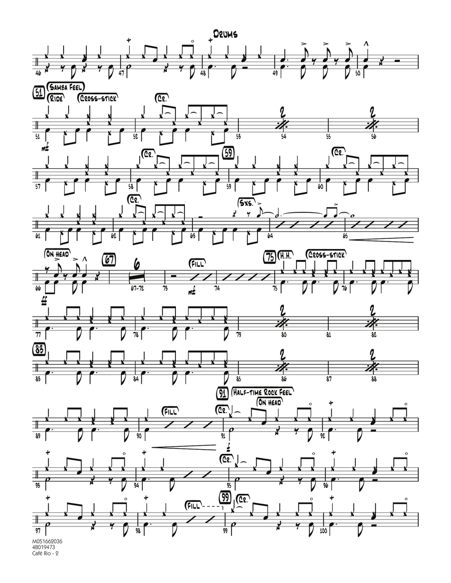Cafe Rio - Drums Cafe Rio - Drums Jazz Ensemble scores gallery preview page 2