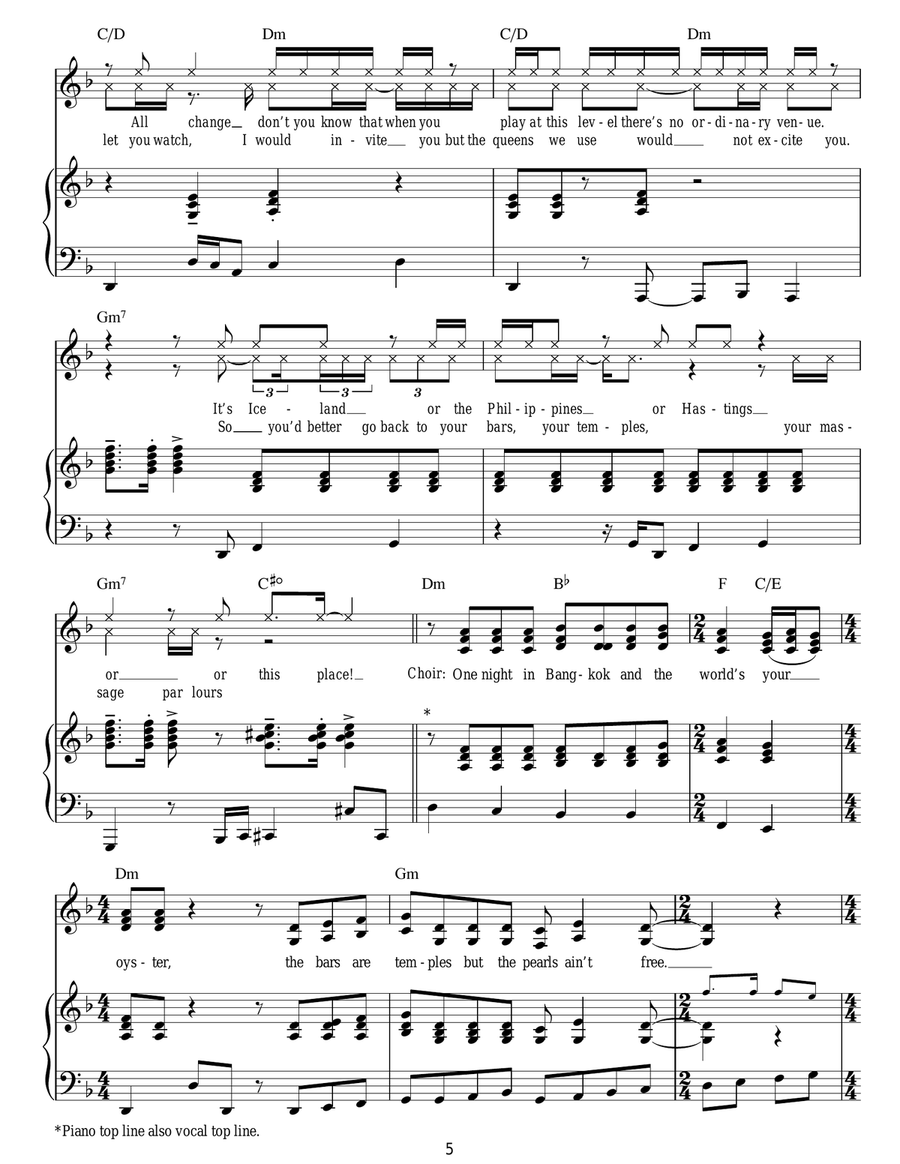 One Night In Bangkok Guitar scores gallery preview page 5