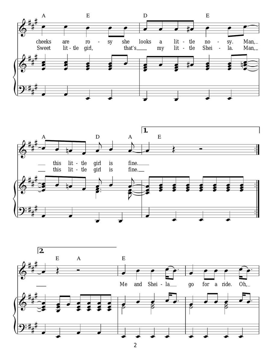 Sheila Sheila Acoustic Guitar scores gallery preview page 2
