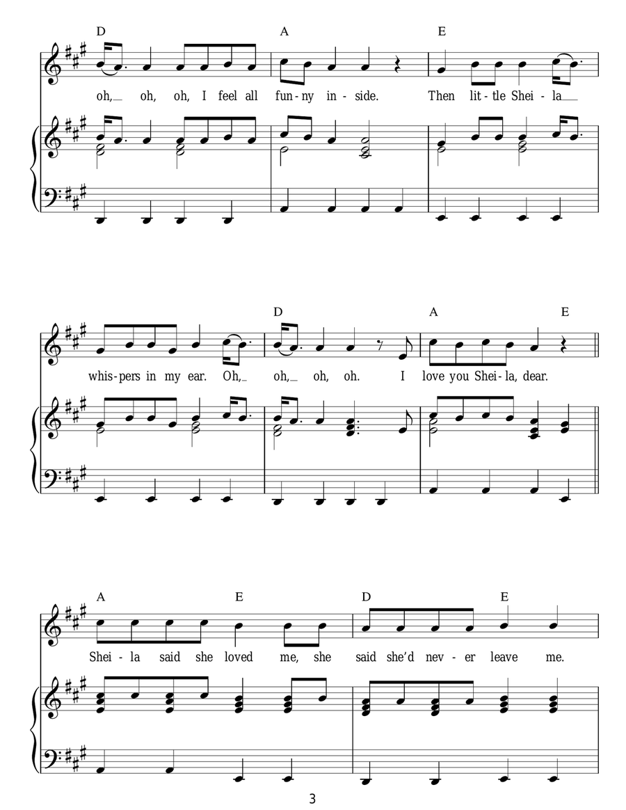 Sheila Sheila Acoustic Guitar scores gallery preview page 3