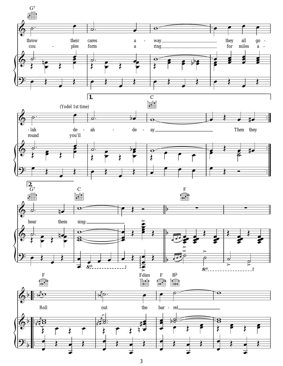 Beer Barrel Polka (Roll Out The Barrel) Guitar scores gallery preview page 3