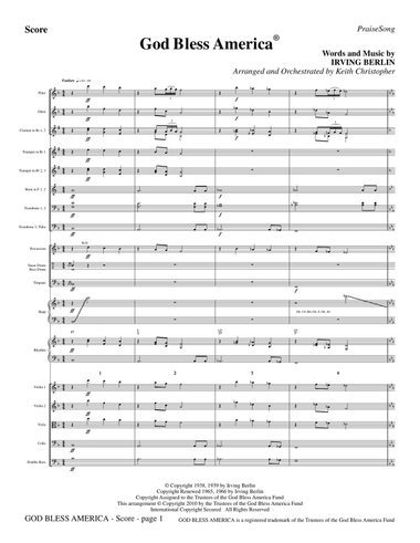 God Bless America - Full Score