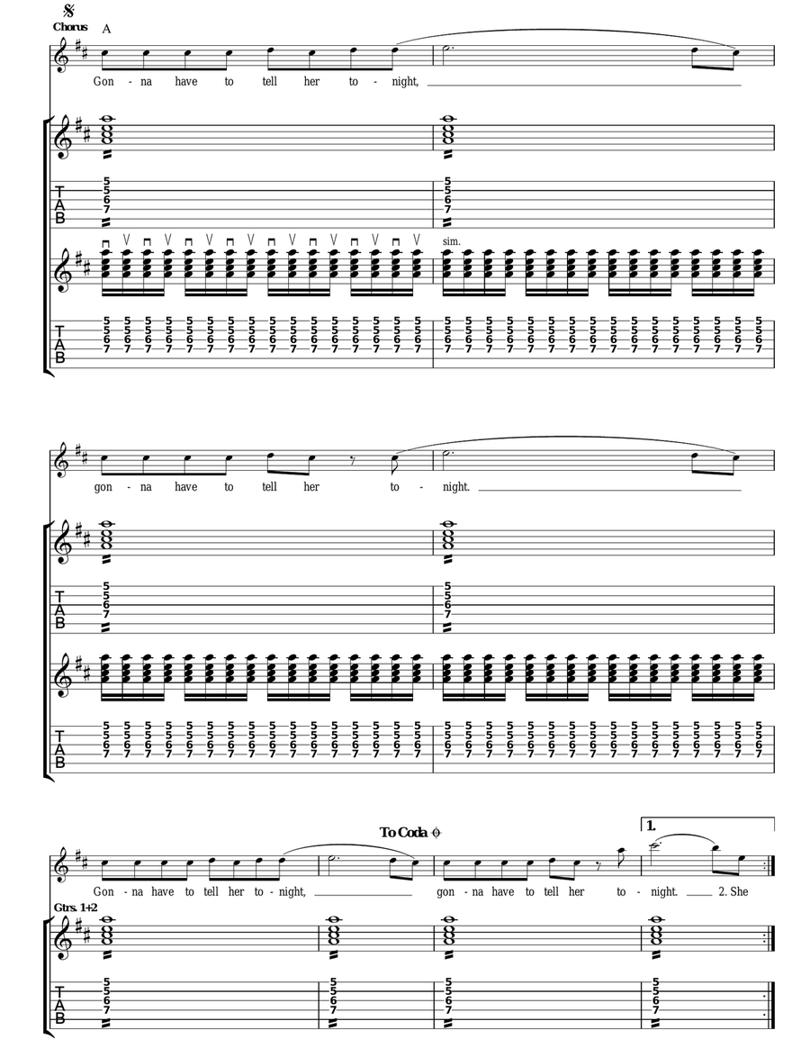 Tell Her Tonight Tell Her Tonight Acoustic Guitar scores gallery preview page 3