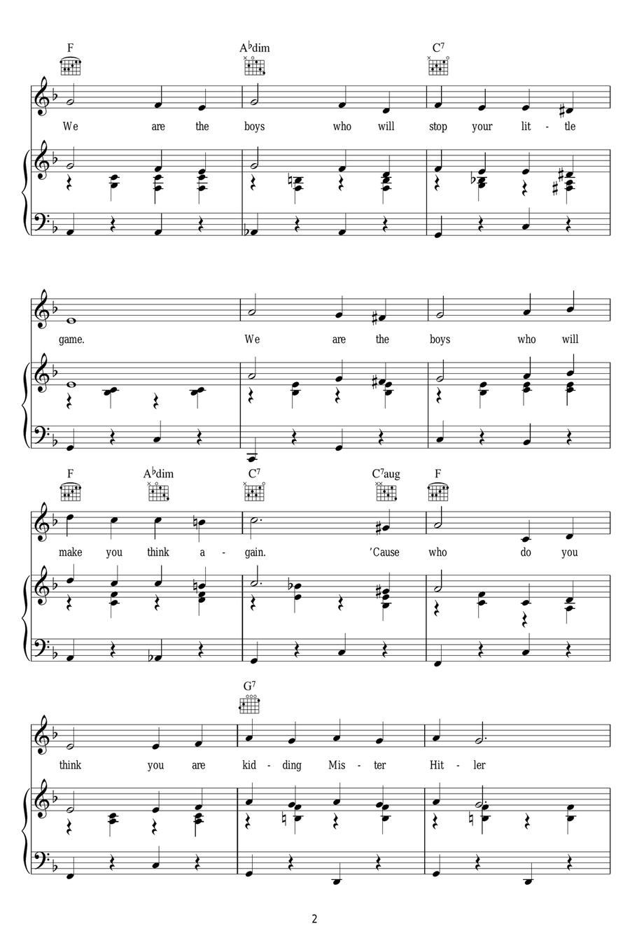 Who Do You Think You Are Kidding, Mr. Hitler? (theme from Dad's Army) Guitar scores gallery preview page 2