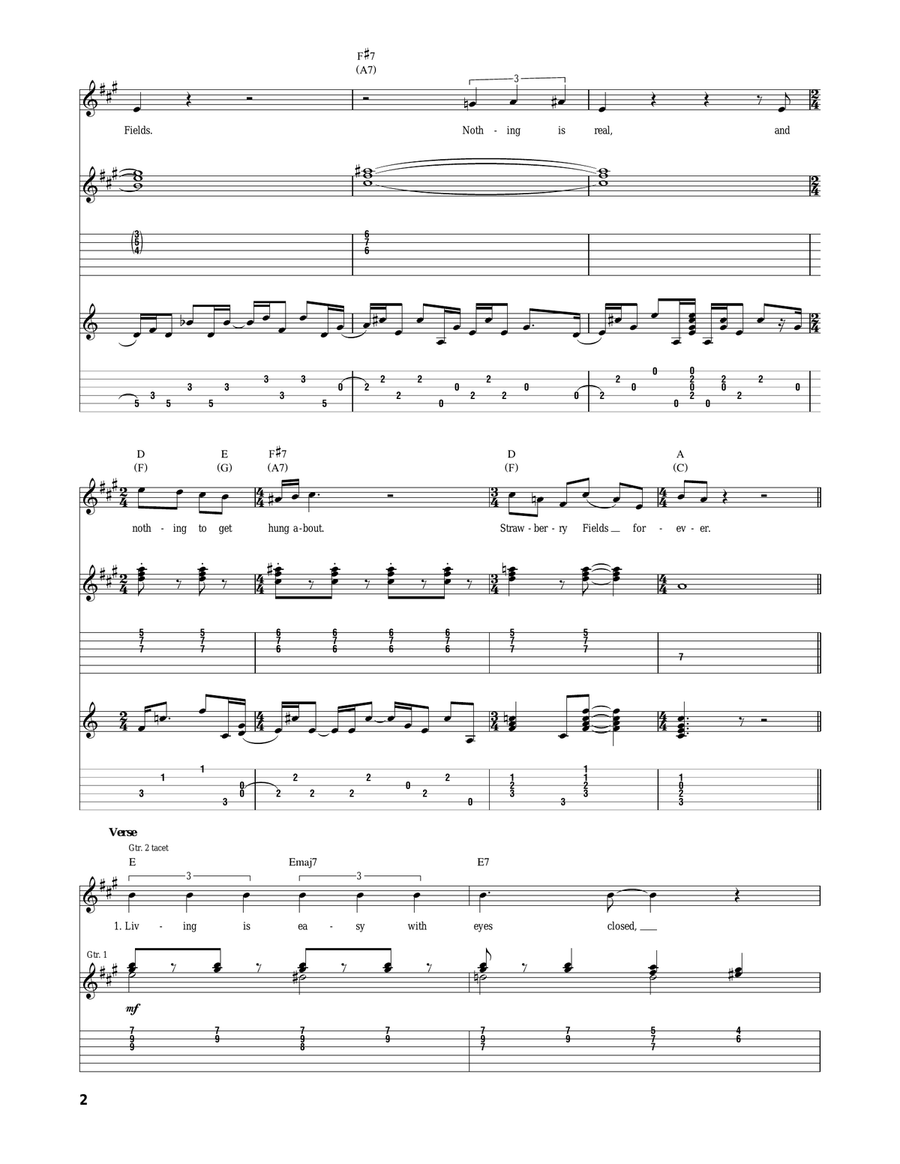 Strawberry Fields Forever Acoustic Guitar scores gallery preview page 2