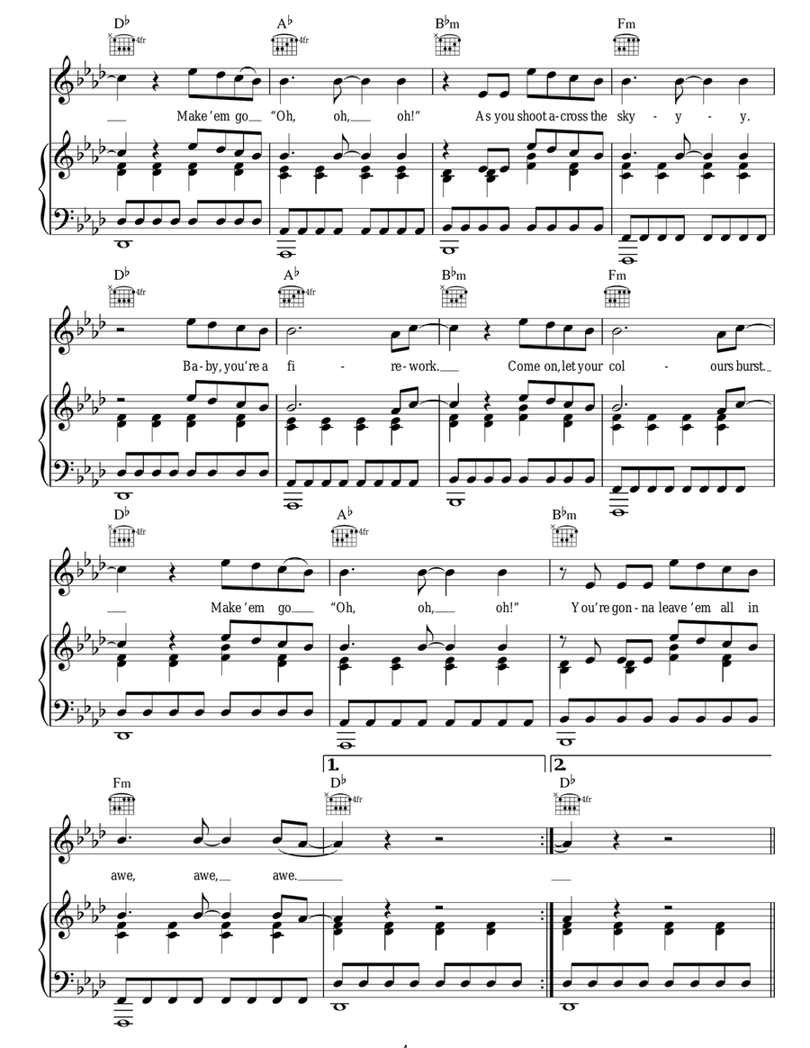 Firework Firework Acoustic Guitar scores gallery preview page 4