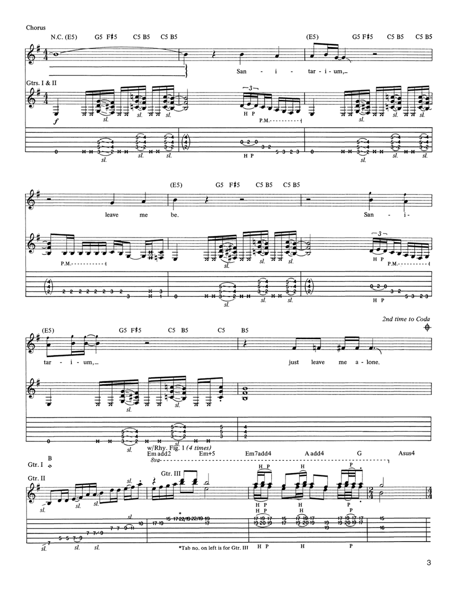 Welcome Home (Sanitarium) Acoustic Guitar scores gallery preview page 3