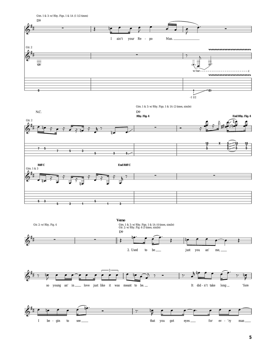Repo Man Repo Man Acoustic Guitar scores gallery preview page 5