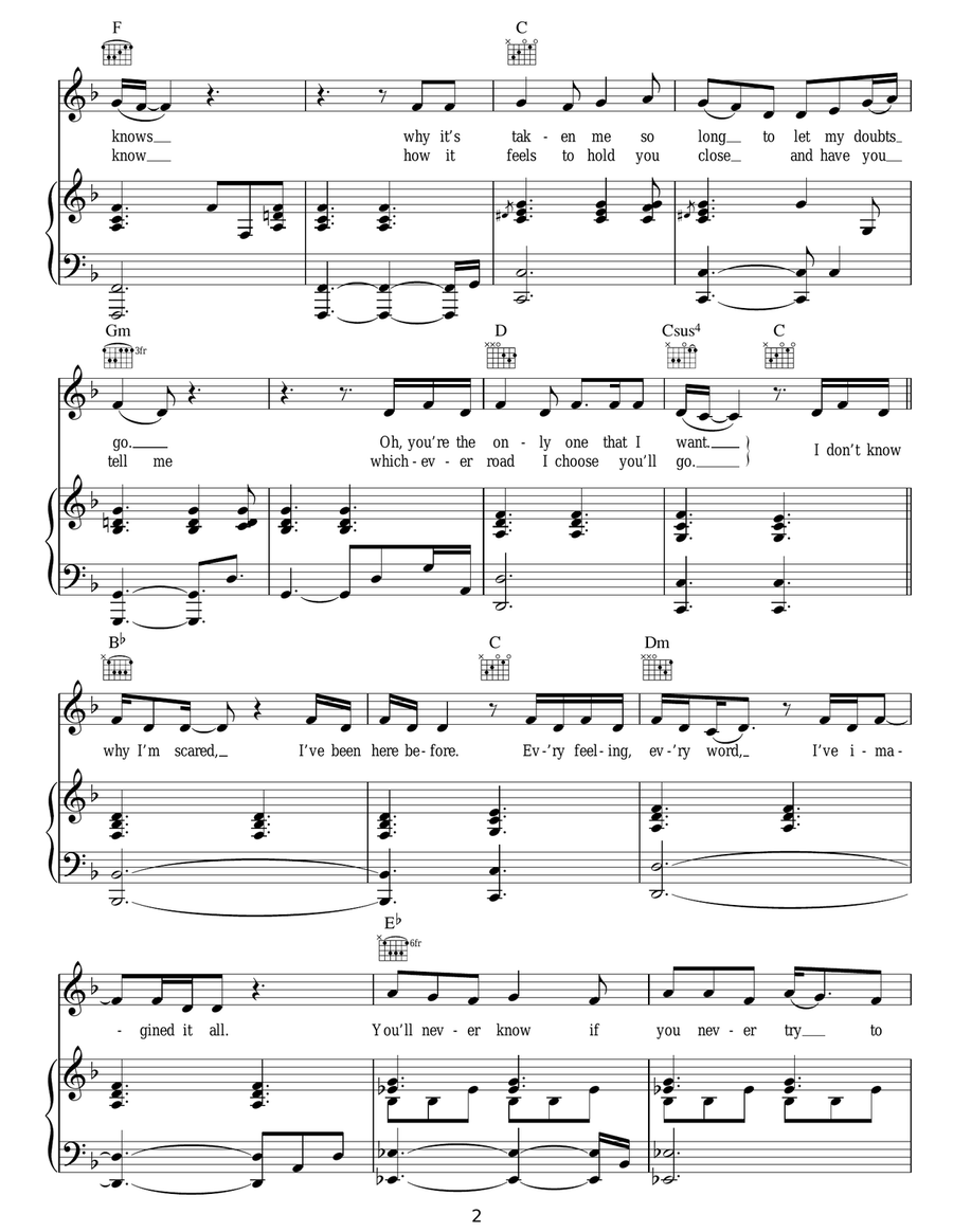 One And Only Acoustic Guitar scores gallery preview page 2