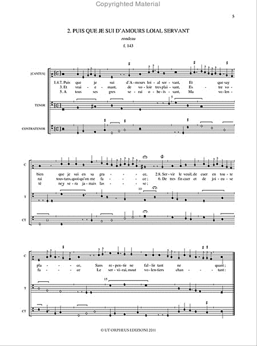 Le Codex de Chypre (Torino, Biblioteca Universitaria J.II.9) - Vol. I: Rondeaux et Virelais I. Introductory Texts, Poetic Texts and Critical Notes in French and English Voice scores gallery preview page 3