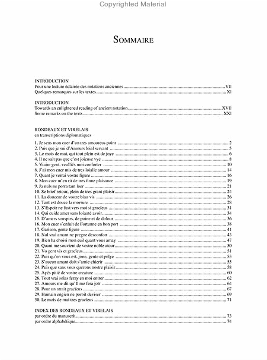Le Codex de Chypre (Torino, Biblioteca Universitaria J.II.9) - Vol. I: Rondeaux et Virelais I. Introductory Texts, Poetic Texts and Critical Notes in French and English Voice scores gallery preview page 5