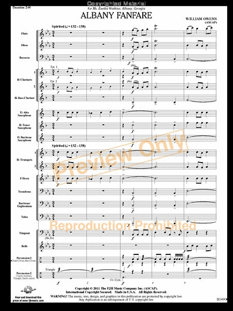 Albany Fanfare Albany Fanfare Concert Band scores gallery preview page 2