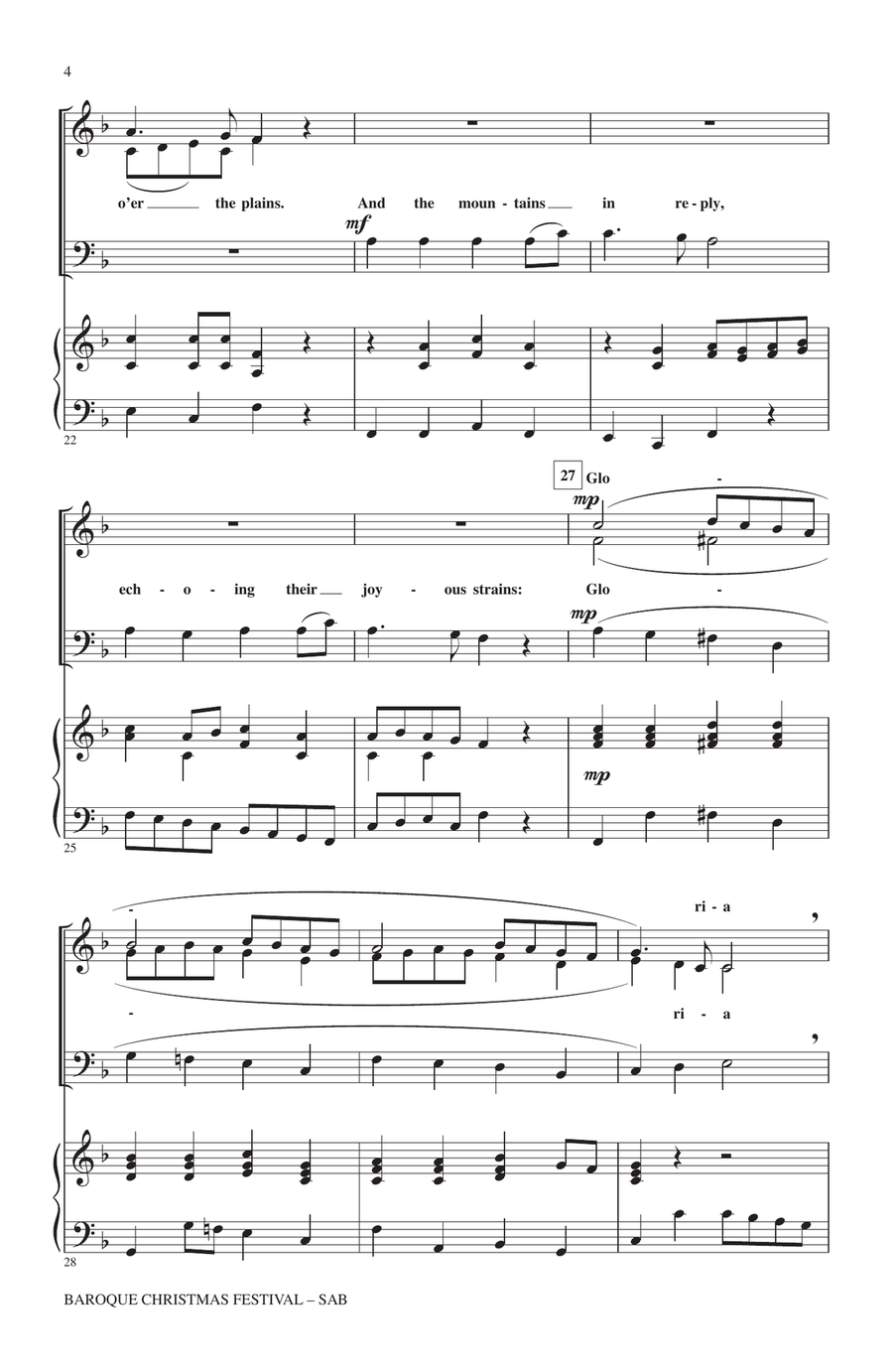 Baroque Christmas Festival (Medley) 3-Part scores gallery preview page 3