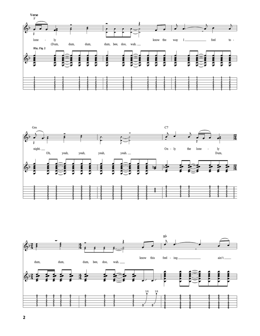 Only The Lonely (Know The Way I Feel) Acoustic Guitar scores gallery preview page 2