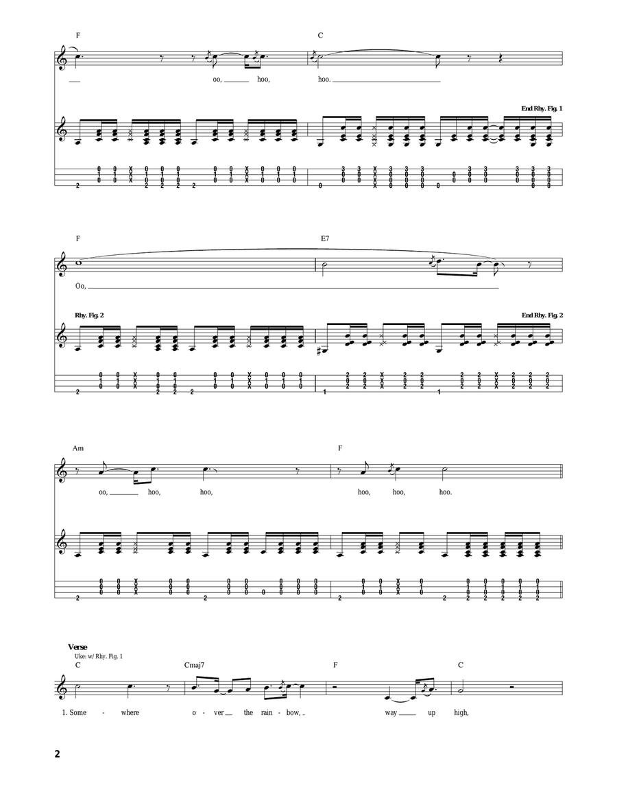 Over The Rainbow / What A Wonderful World Ukulele scores gallery preview page 2