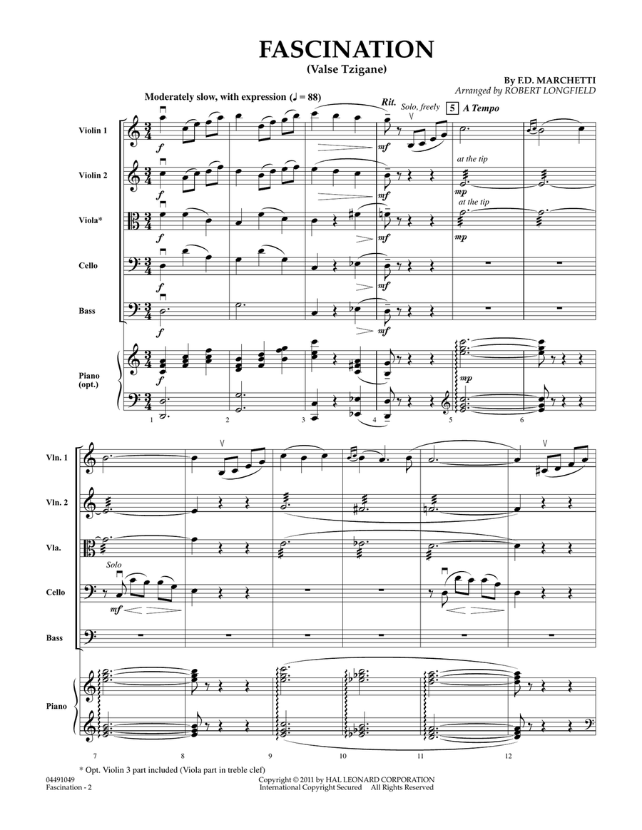 Fascination (Valse Tzigane) - Full Score Orchestra scores gallery preview page 2
