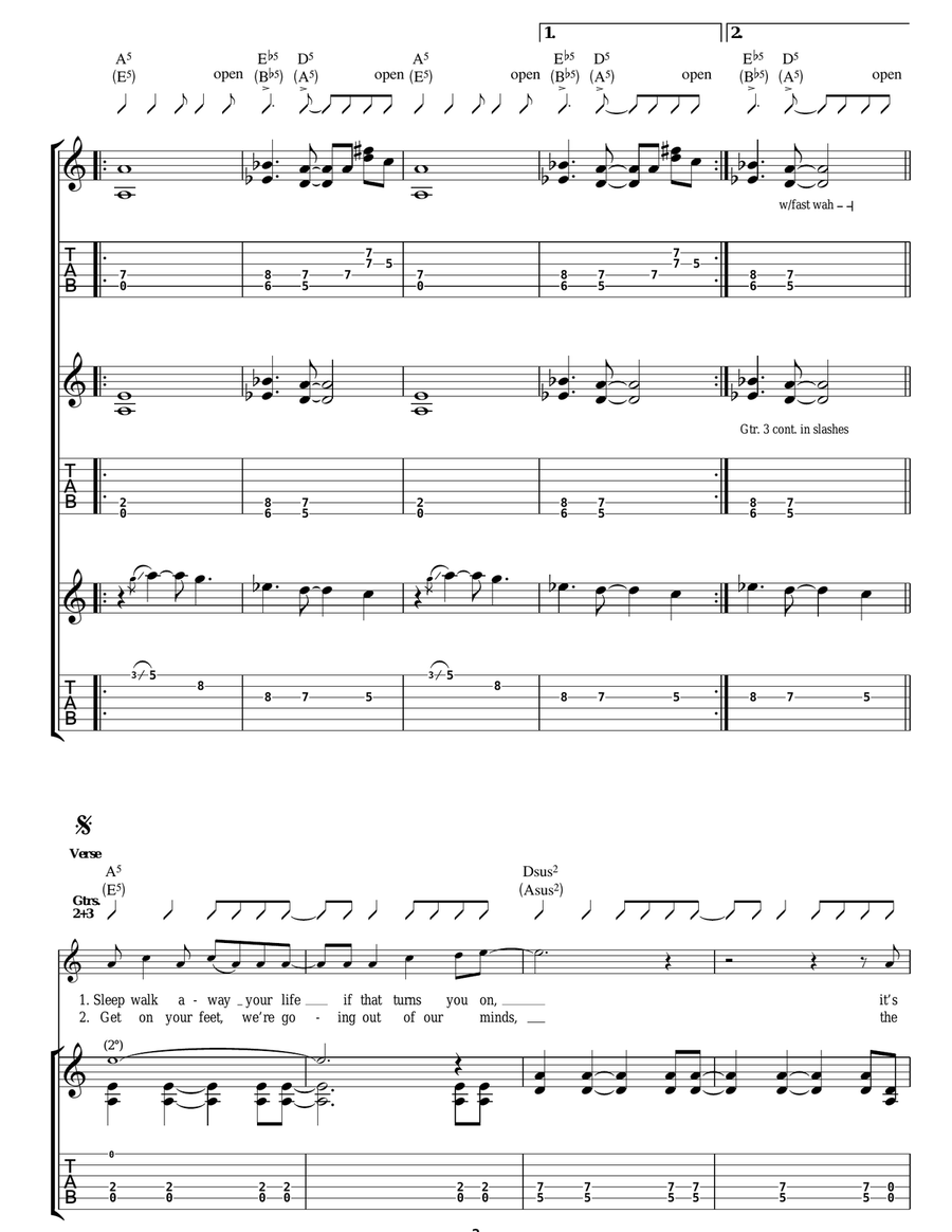 Four Letter Word Four Letter Word Guitar Tablature scores gallery preview page 2