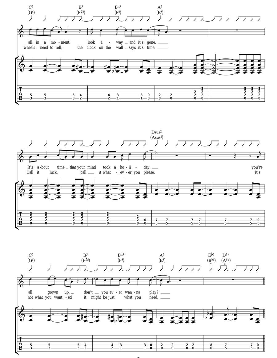 Four Letter Word Four Letter Word Guitar Tablature scores gallery preview page 3