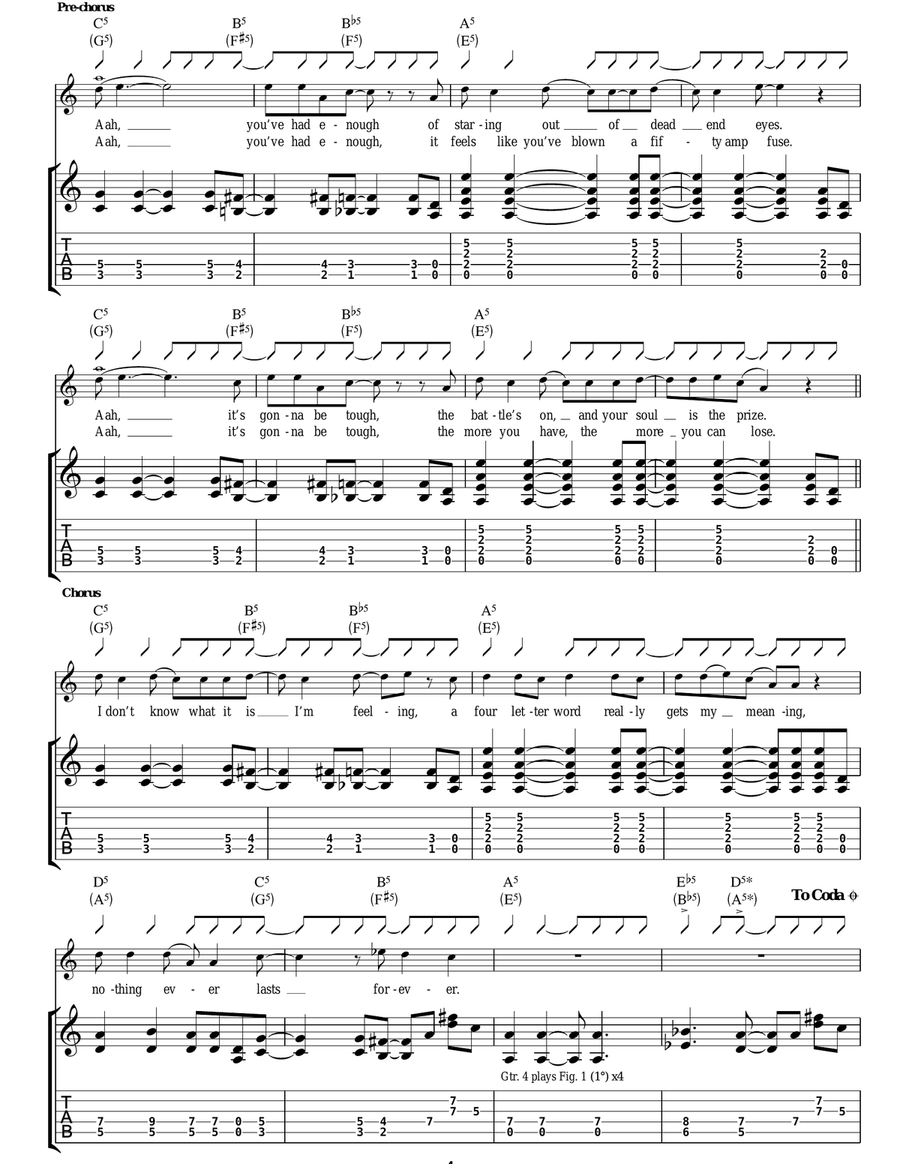 Four Letter Word Four Letter Word Guitar Tablature scores gallery preview page 4