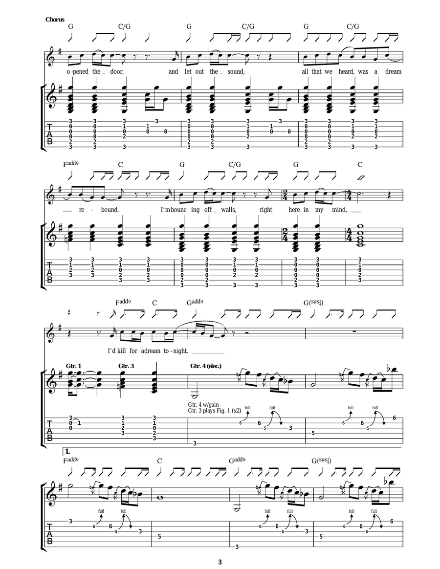 Kill For A Dream Kill For A Dream Guitar Tablature scores gallery preview page 3