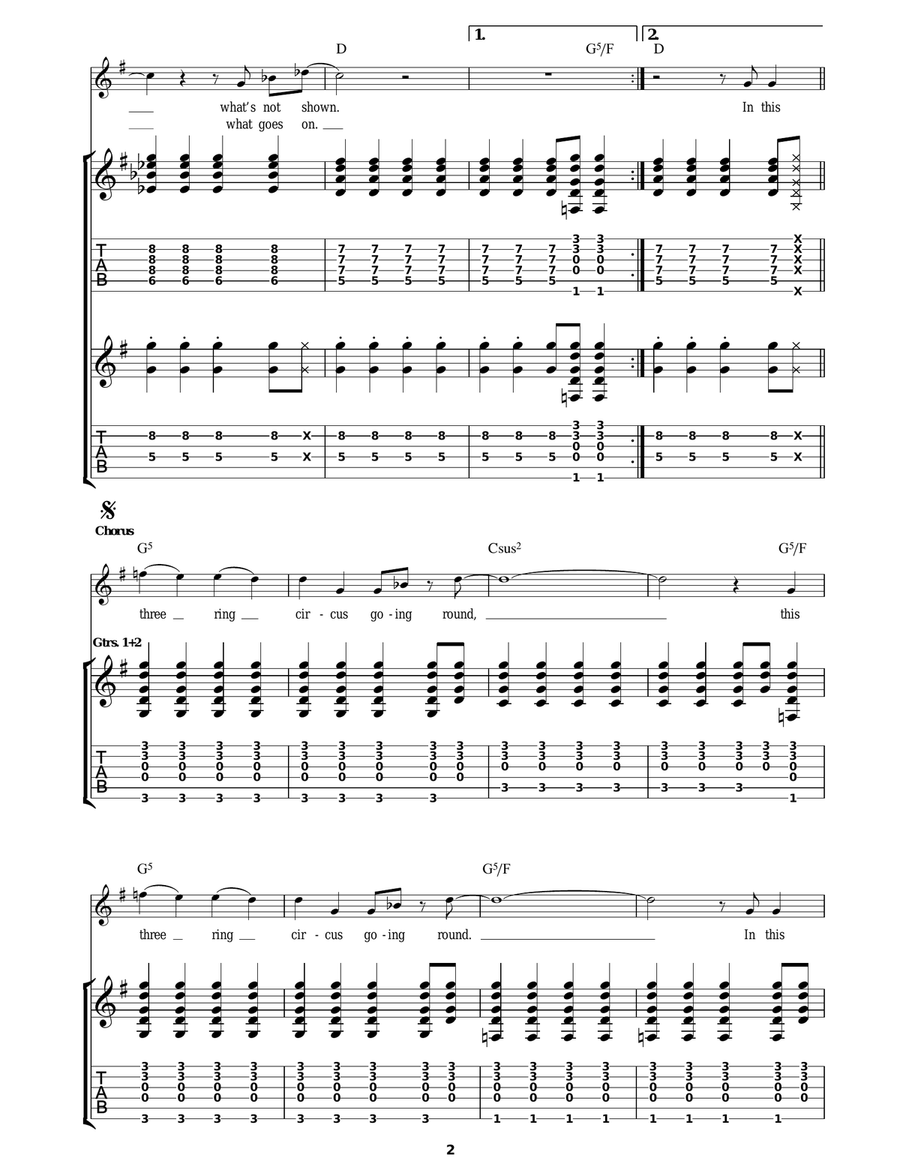 Three Ring Circus Three Ring Circus Guitar Tablature scores gallery preview page 2