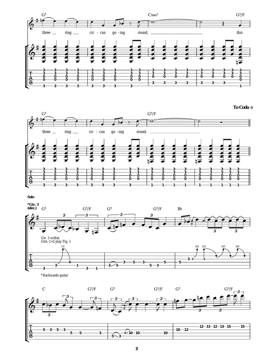 Three Ring Circus Three Ring Circus Guitar Tablature scores gallery preview page 3