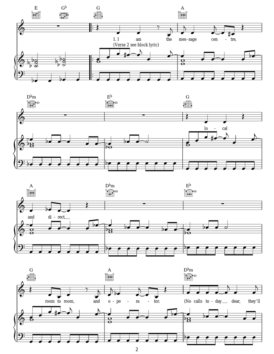 Trouble In The Message Centre Acoustic Guitar scores gallery preview page 2