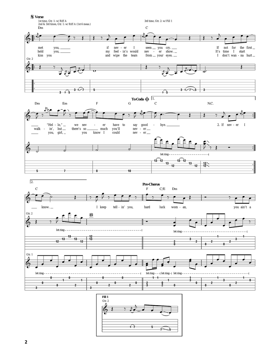 Hard Luck Woman Hard Luck Woman Acoustic Guitar scores gallery preview page 2