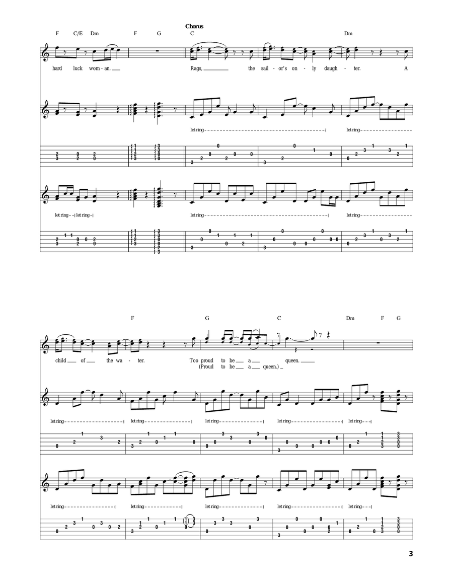 Hard Luck Woman Hard Luck Woman Acoustic Guitar scores gallery preview page 3