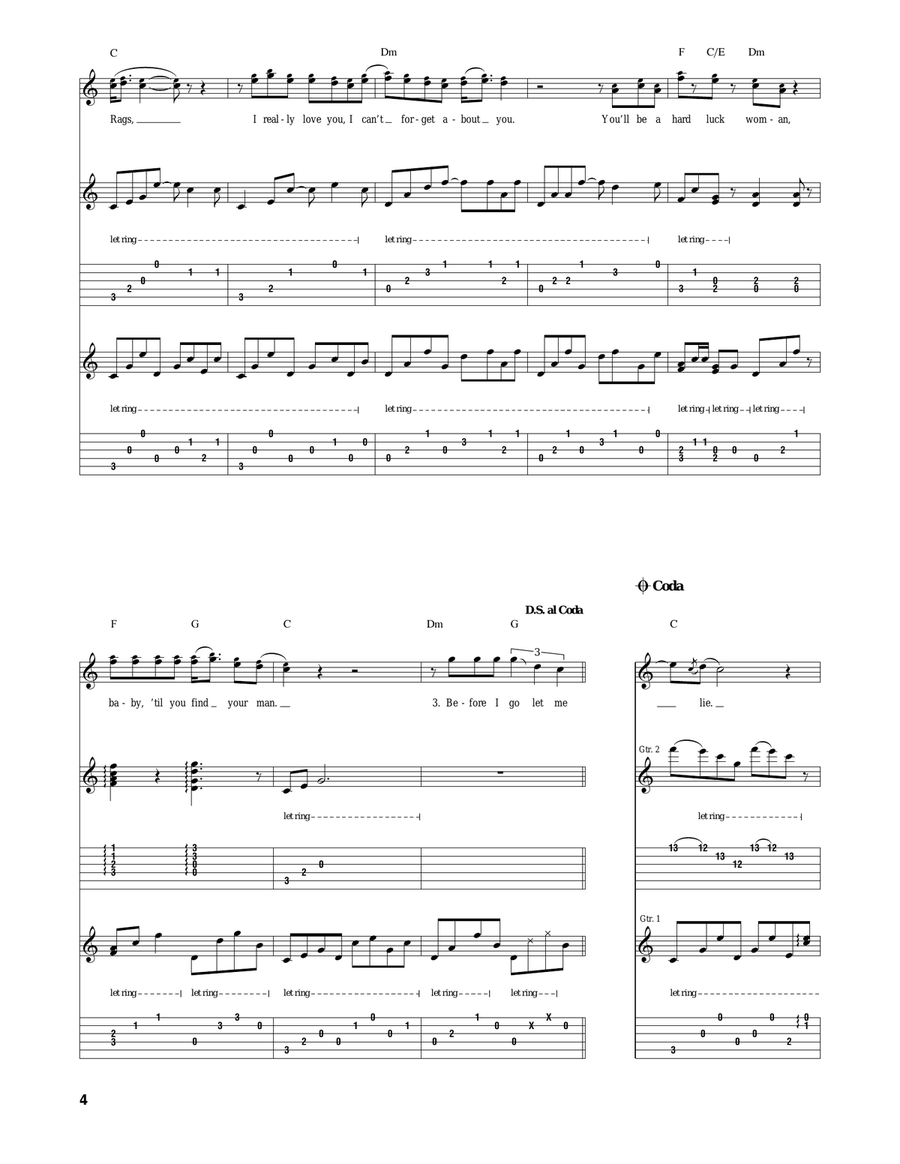 Hard Luck Woman Hard Luck Woman Acoustic Guitar scores gallery preview page 4